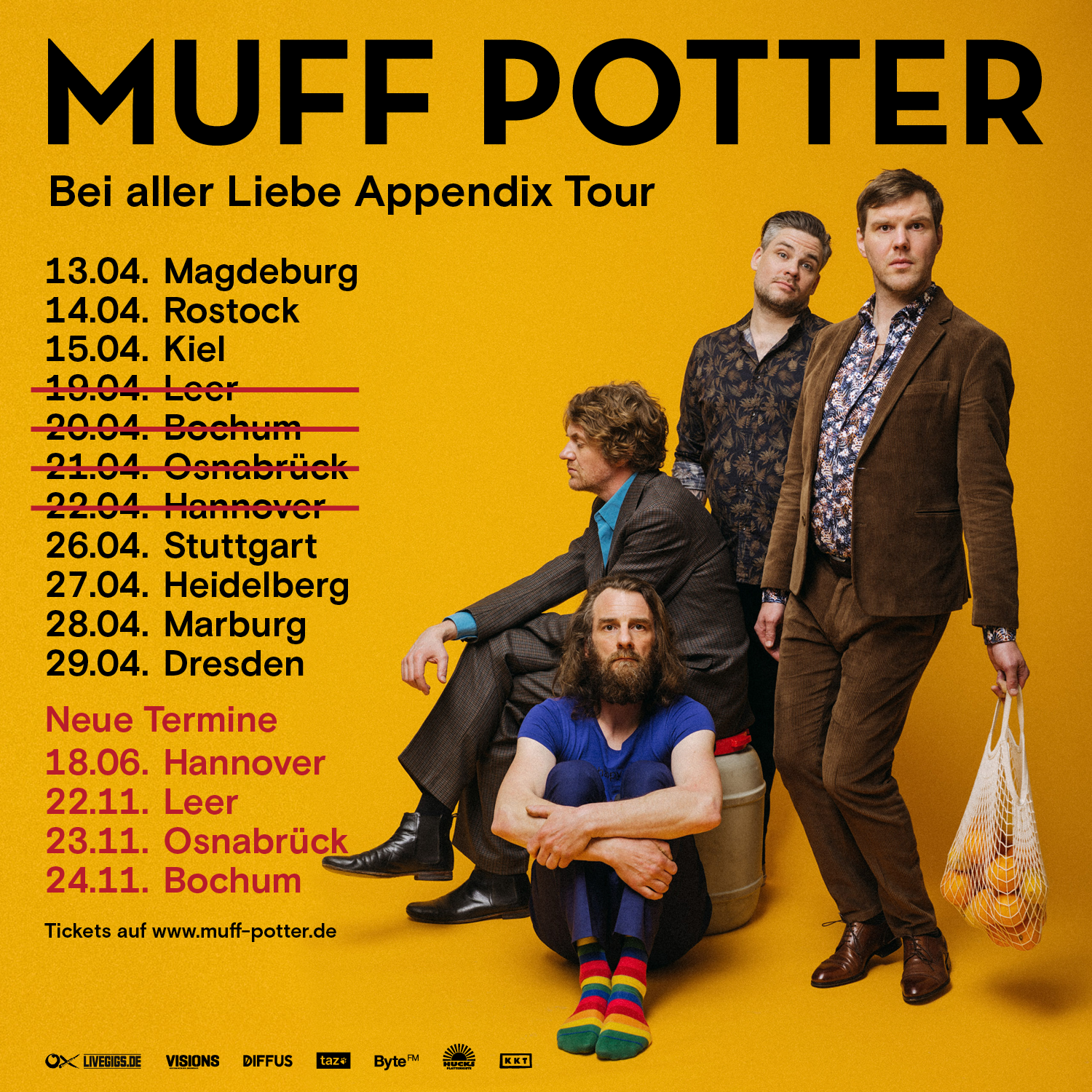 MUFF POTTER – Konzert wird verschoben auf den 22.11.23