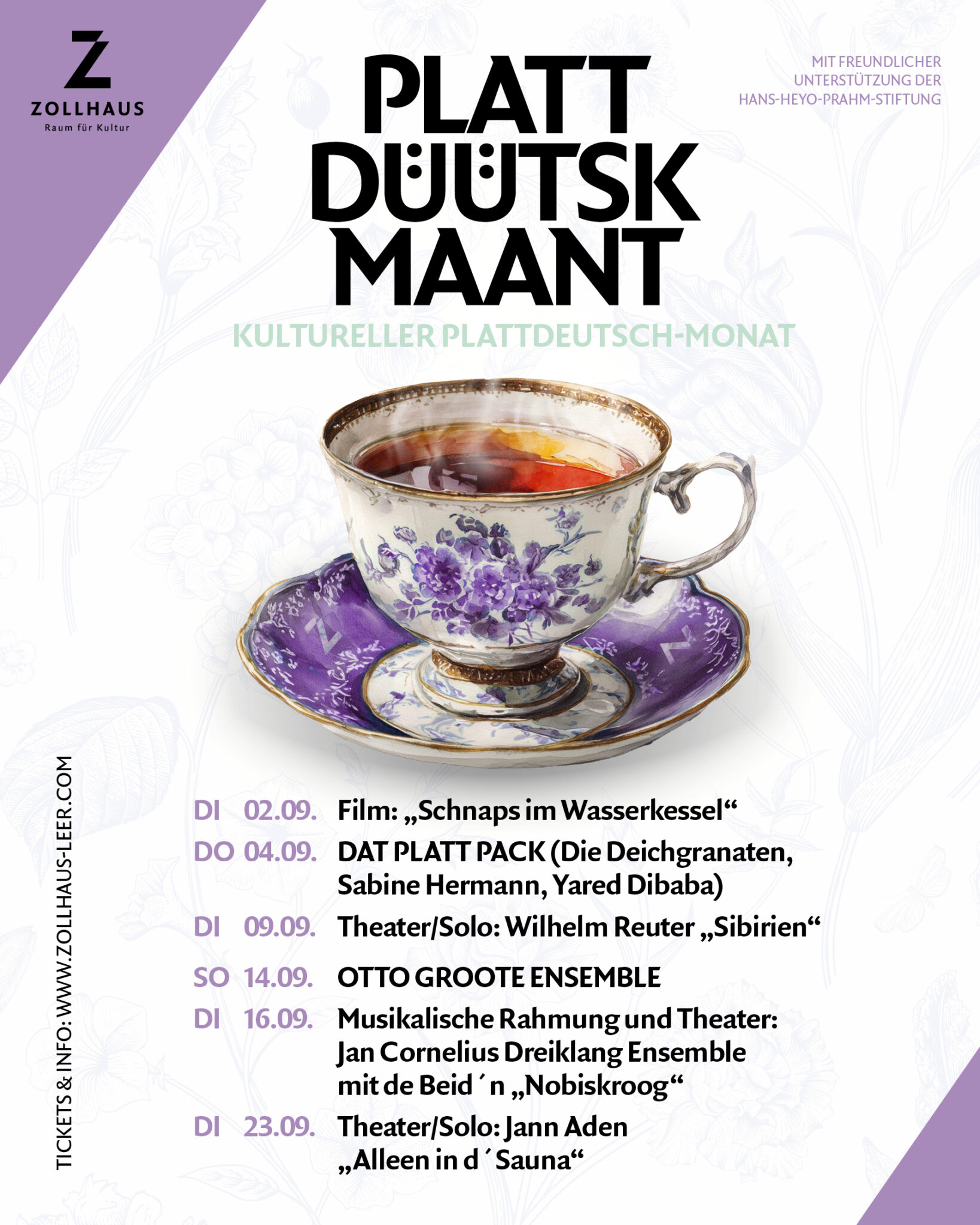 Kultureller Plattdüütskmaant im Zollhaus im September